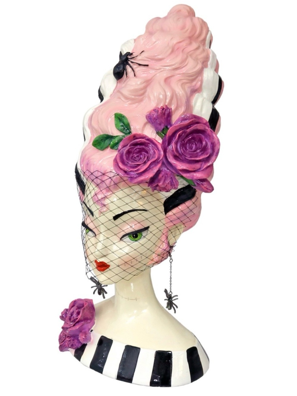 NIB December Diamonds Witch Bust w/Pink Hair/Monster Bride Bust 18”